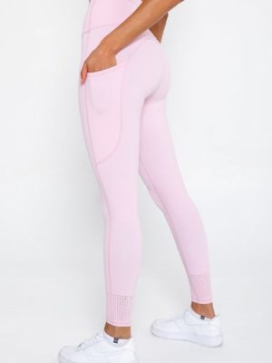 Candy Pink Shiny Leggings - Active Leggings - Pastel Pink - pants that make your butt look good