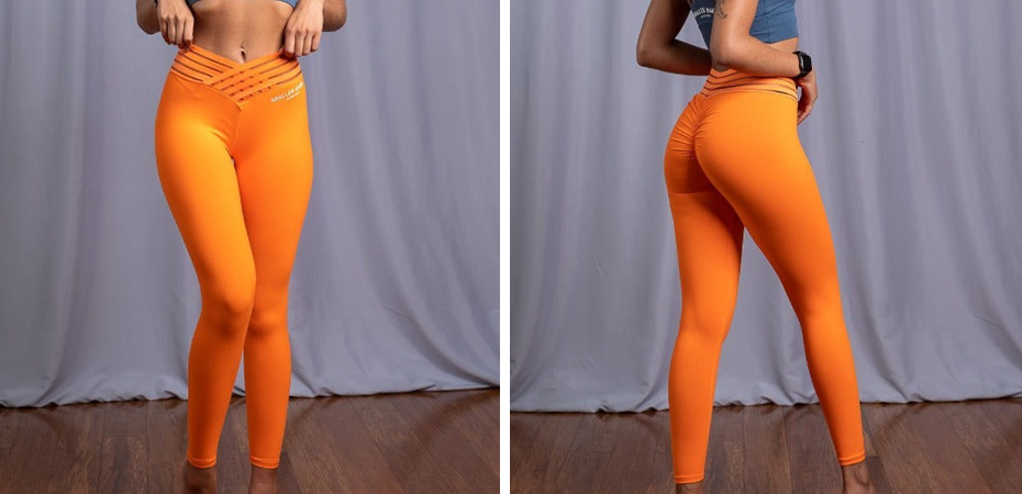 Baller Babe Mesh Waste Scrunch Leggings - Orange