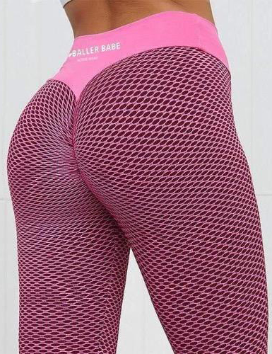 Pink Viral Tiktok Leggings - textured pink mesh scrunch bum leggings