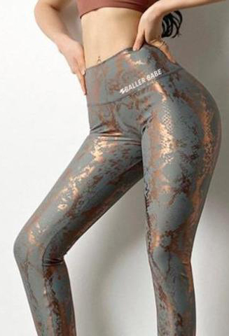 Shiny Metallic Legging from Baller Babe - Snake Metallic Leggings - Gold Copper