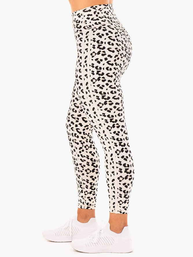 Ryderwear - Evolution High Waisted Scrunch Leggings - Ivory Leopard Ryderwear - Evolution High Waisted Scrunch Leggings - Ivory Leopard - casual wear leggings that conceal cellulite - leggings with ruched bum