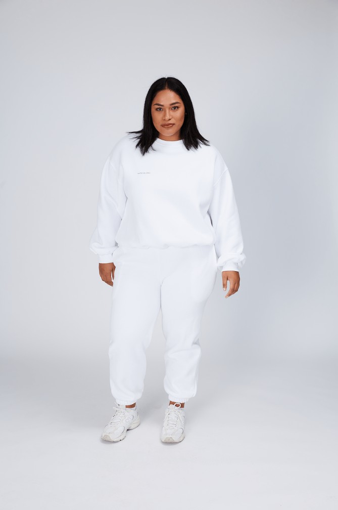 tracksuit-pants LUXE 23 Tracksuit Pants For Women - Polar White - Cotton Track Pants - White Tracksuite Pants